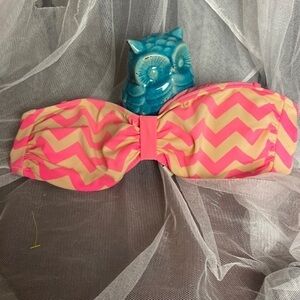 Pink Brand Pink  & Cream Striped Bandeau Bikini Top​